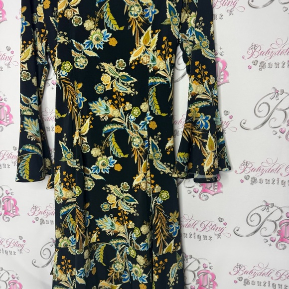 ECI New York dress bell bottom sleeve flare tie up bow ribbon 🎀 waist ruffle hem - Picture 5 of 13